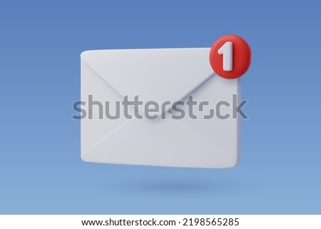 3d Vector Electronic mail with one massage, New message concept. Eps 10 Vector