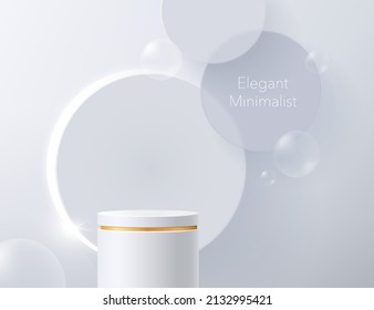 3d Vector Elegant Minimalist Podium For Beauty Product, Hair Care, Skin Care Presentation Or Display Banner. Realistic Vector