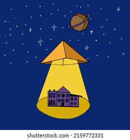 3D vector element or a simple golden pyramid. Cosmic energies. A brilliant geometric object with reflections of gold on the background of space.