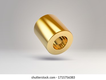 3D vector element or simple isolated golden shape. Shiny object with reflections made of gold.