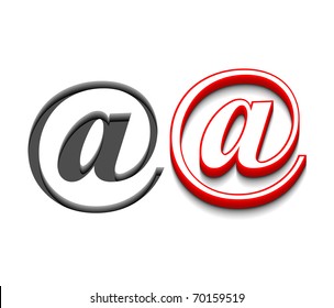 3d vector email sign design with isolated on white.