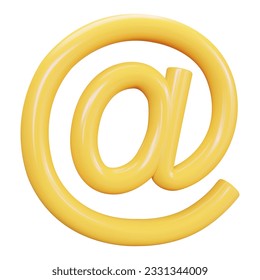 3d vector email symbol yellow color on isolated background. Stock vector illustration.