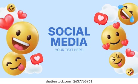 3d vector emoticon and bubble talk background template, icon and symbol, happy love fun laugh