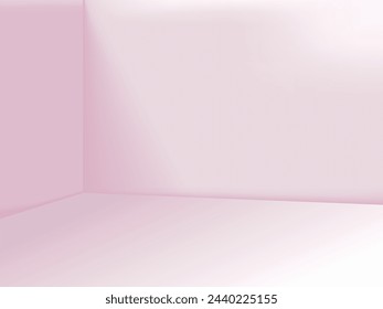 3D vector empty pastel pink room corner with light