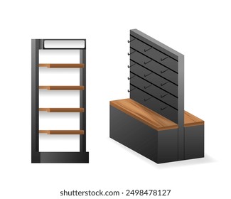 3d Vector Empty Racks And Shelves For Storage And Display Products, Retail, Home Organization And Commercial Use