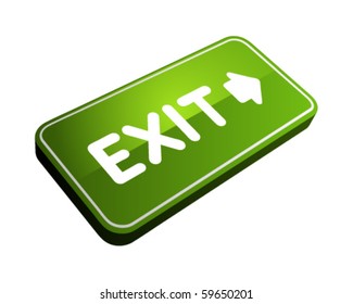 3d Vector Exit Sign Perspective