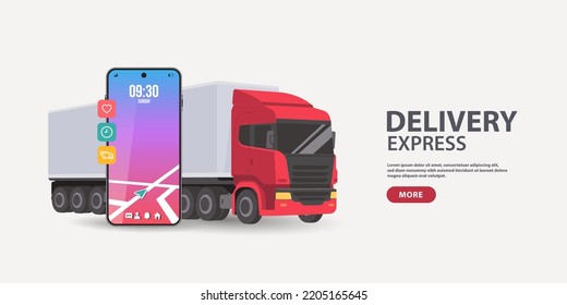 3d Vector of Express delivery Fast delivery and Tracking. Fast delivery, express and urgent shipping concept.