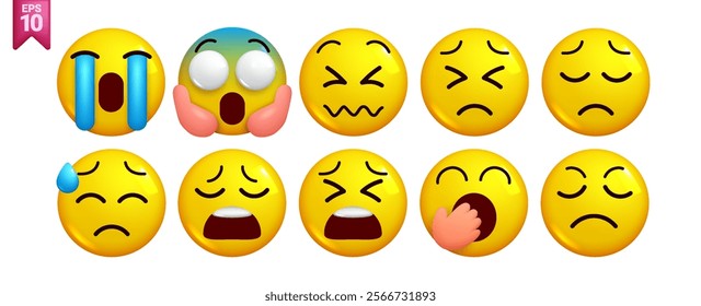 3D Vector Extreme Emotions Emoji Pack