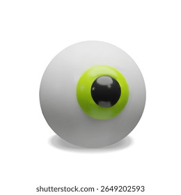 3d vector eyeball look right. Three-dimensional illustration eye vision. Anatomy design concept. Optical iris, retina graphic icon. Halloween symbol of creepy sphere. Science about health human vision