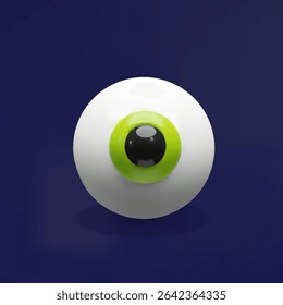 3d vector eyeball. Three-dimensional illustration eye vision. Anatomy design concept. Optical iris, retina graphic icon. Halloween symbol of creepy sphere. Science about health human vision