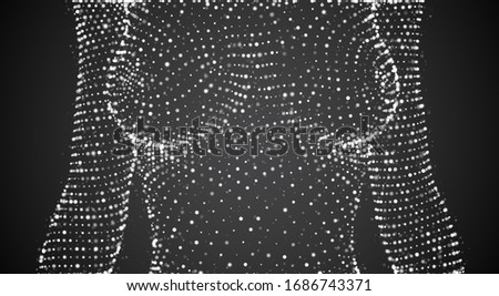 3d vector female body of dots on a black background