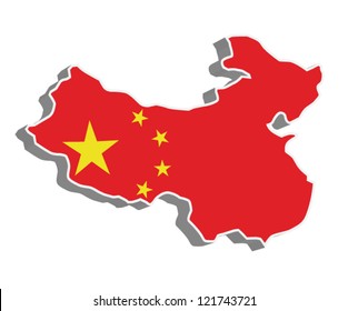 3D vector flag map of China.