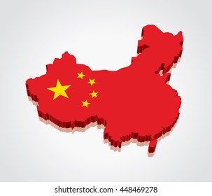 3D Vector Flag Map Of China