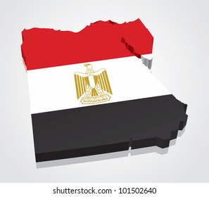 3D Vector Flag Map Of Egypt
