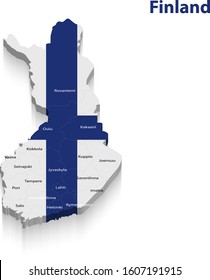 3D vector flag map of Finland
