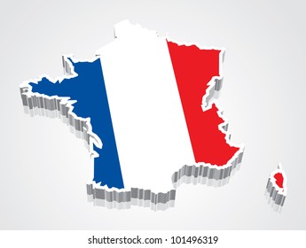 3D vector flag map of France