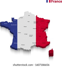 3D vector flag map of France