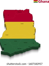 3D vector flag map of Ghana