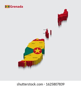
3D Vector Flag Map of Grenada
