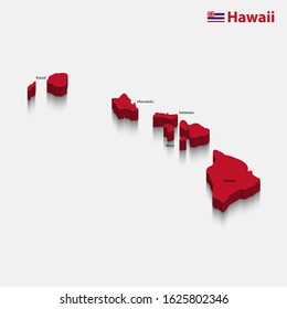 3d vector flag map of Hawaii, illustration and vector maps
