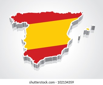 3D vector flag map of Spain