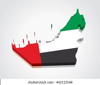 3D vector Flag Map of the United Arab Emirates (UAE)