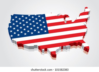 3D vector flag map of the USA (United States of America)