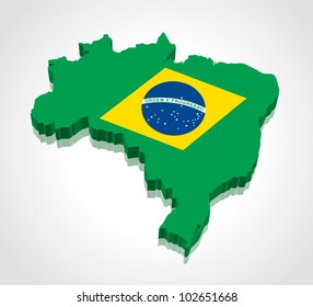 3D vector flag maps of Brazil