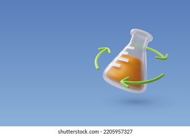  3 d Química Vector Flask, Banner científico para medicina, biología, química y concepto científico. Vector Eps 10.