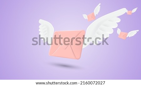 3D vector Flying envelope wings. 3d vector illustration