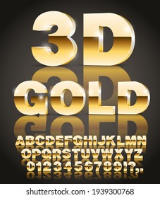 3D Vector Font, Metal Gold Colored Typeset