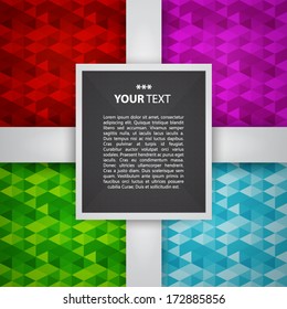 3D Vector Frame With Triangles Pattern Background