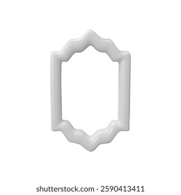 3D vector frame. White glossy window silhouette. Vintage decorative arch border design. Realistic gate in Arabic style. Traditional Islamic 3d shape isolated. Render oriental architecture