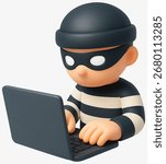 3d Vector Fraud scammer, Digital hacker, Cyber security and Financial cyber crime concept. Eps 10 Vector.