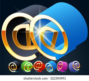 3D vector futuristic luxury alphabet with gold. All symbols in set have 8 random points of view and 6 different colors. Symbol