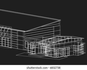 3D vector of garage and part of house