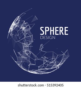 3d vector geometric background for business or science presentation. Line network polygon sphere. Abstract concept.