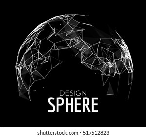 3d vector geometric background for business or science presentation. Line network polygon sphere. Abstract concept.