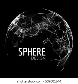 3d vector geometric background for business or science presentation. Line network polygon sphere. Abstract concept.