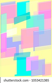3d vector of geometric figures of rectangles and squares in pastel colors