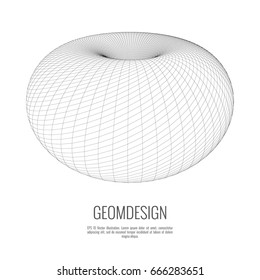 3d vector geometrical wireframed object. Torus.