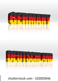 3D Vector Germany (Deutschland) Word Text Flag