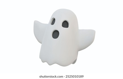3D vector Ghost halloween icon night character isolated on white background. Creepy horror face emotion traditional october holiday cartoon minimal cute. Eps 10 vector. 3d render illustration
