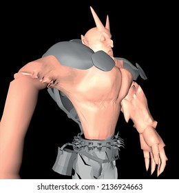 3d vector giant knight human. Knight in metal armor. Horned cartoon character. Vector human skin and 3D character.