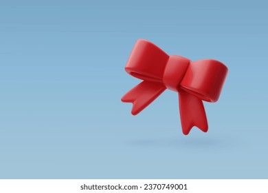 3d Vector Gift bow red ribbon, Present gift, grand opening and Merry Christmas and Happy new year concept. Eps 10 Vector.