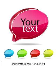 3d vector glass chat boxes