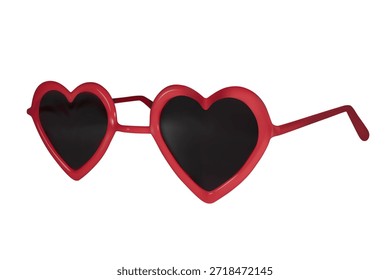 Óculos vetoriais 3D com lentes em forma de coração para o Dia dos Namorados. Elemento gráfico moderno perfeito para conteúdo de mídia social, promoções com tema de amor e presentes românticos.