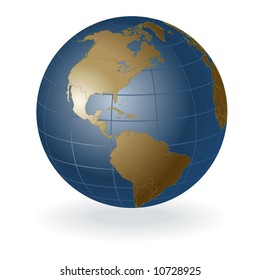 3D vector globe, america