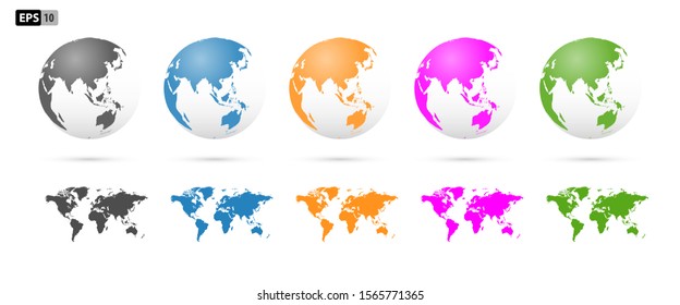 3d Vector Globes World Maps Continent Stock Vector (Royalty Free