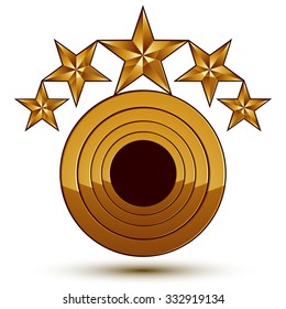3d vector glorious glossy design element with luxury 3d golden stars, conceptual graphic template, clear EPS8.